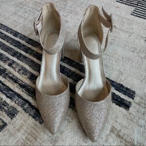 Women's gold Glittering ankle strap dress Heels